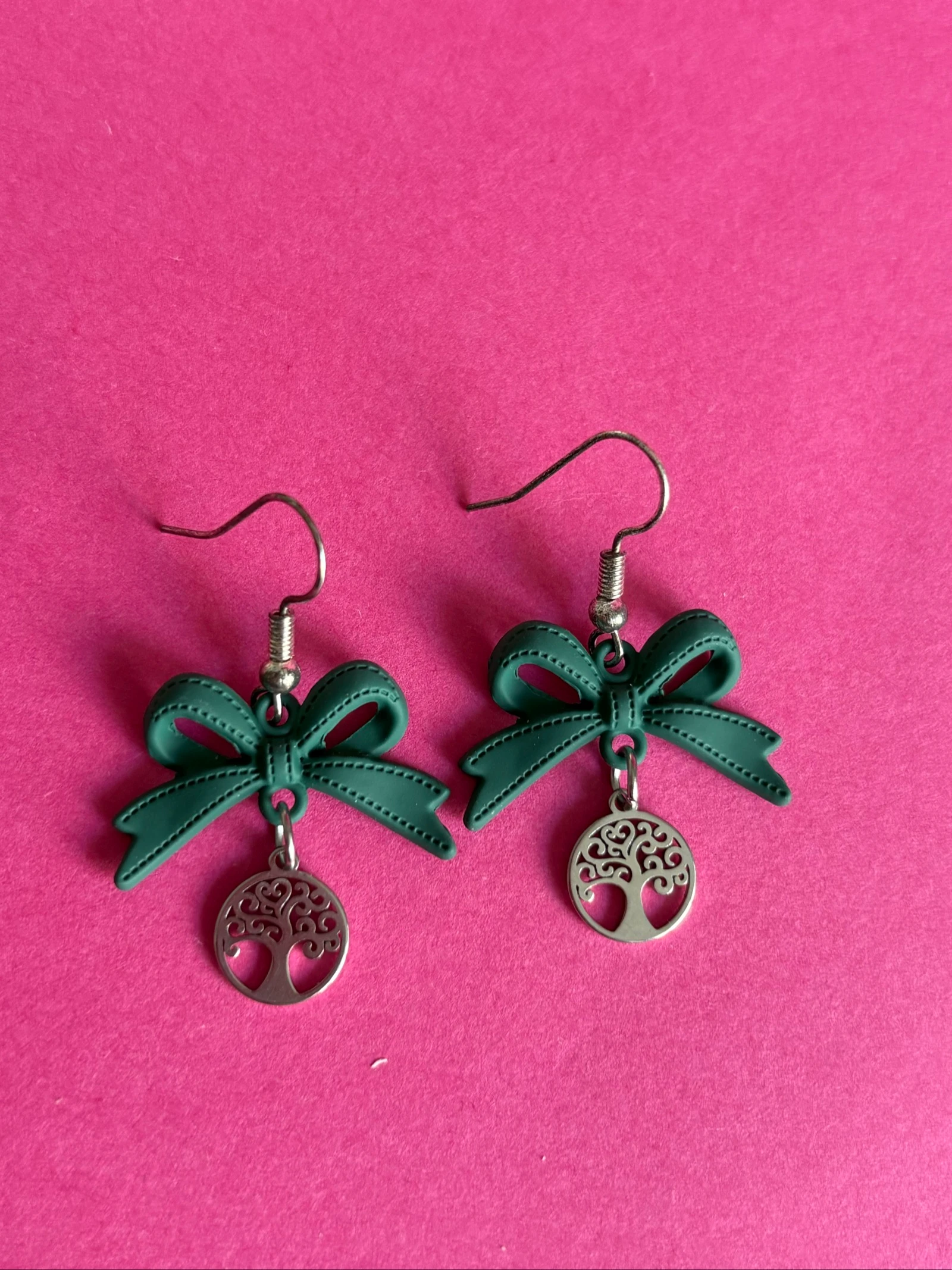 Brincos de nó de pinho verde e pingente Árvore da Vida – photo 3